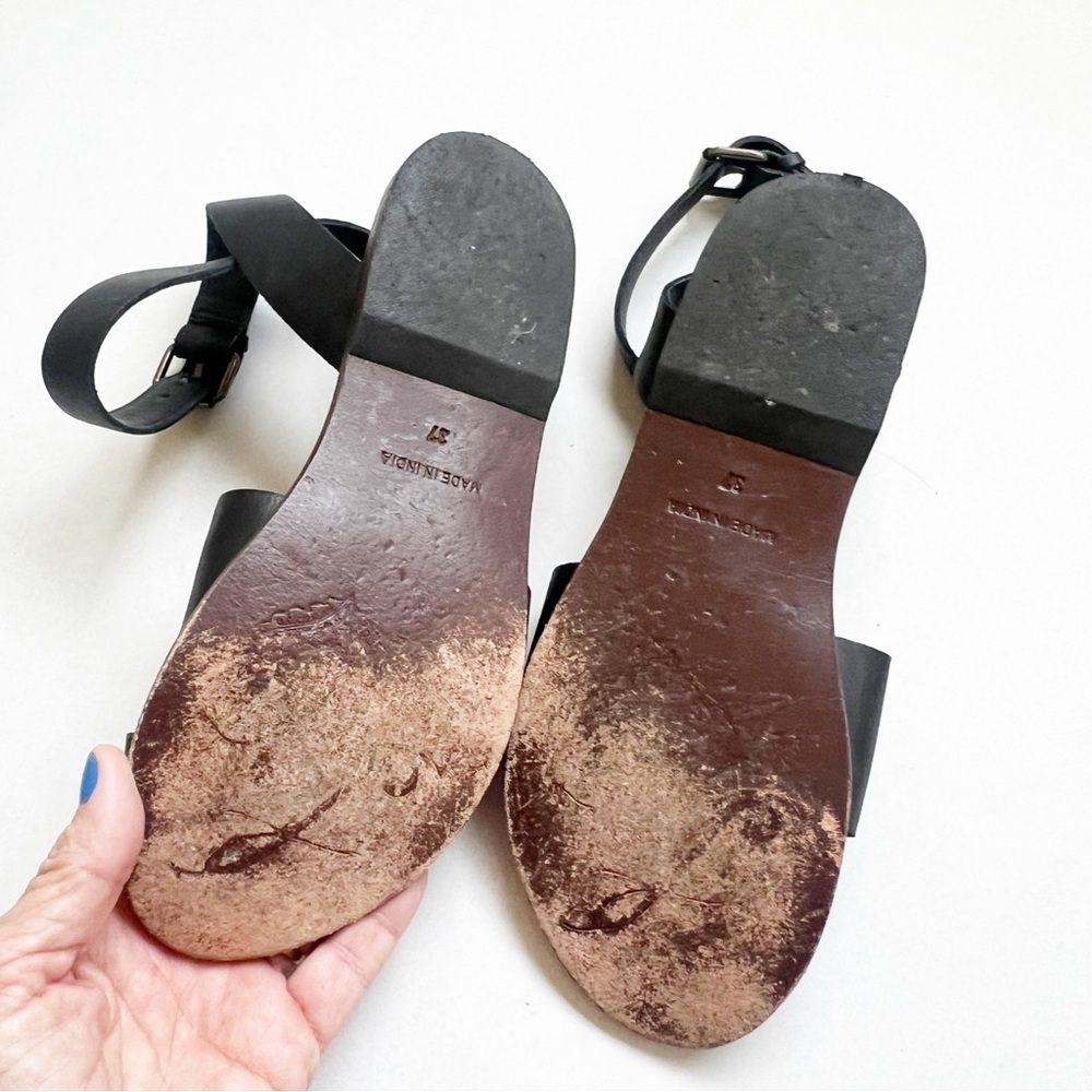 Free People Torrence Sandals Black Gladiator Flat Wrap Ankle Hippie Gypsy - Picture 5 of 8